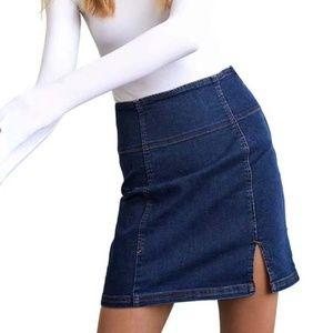 Free People Modern Denim Stretch Blue Skirt Size 6